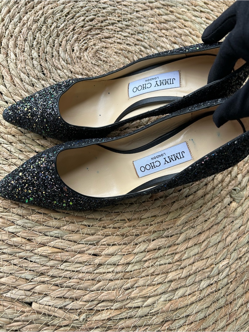 🚩steal Jimmy Choo Black Multi-Glitter Pointed Toe Pumps - Picture 4 of 9